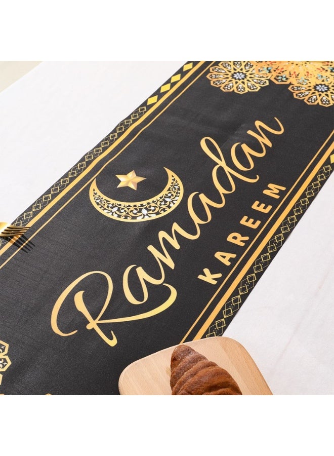 مفرش طاولة رمضان مبارك - زينة طاولة رمضان فوانيس المسجد الإسلامية - مستلزمات زينة حفلة رمضان مبارك 2026 - Image 2